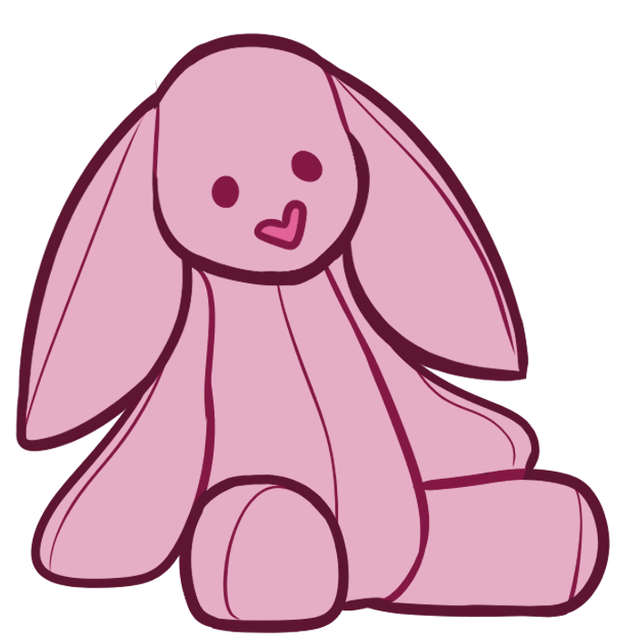 a plush pink rabbit.